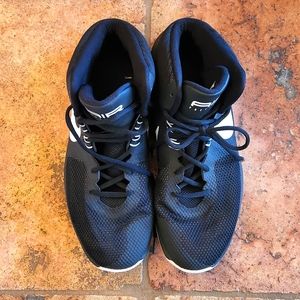 Nike Air Precision Mid Top Basketball Shoes Mens 11.5 Black Athletic Sneakers